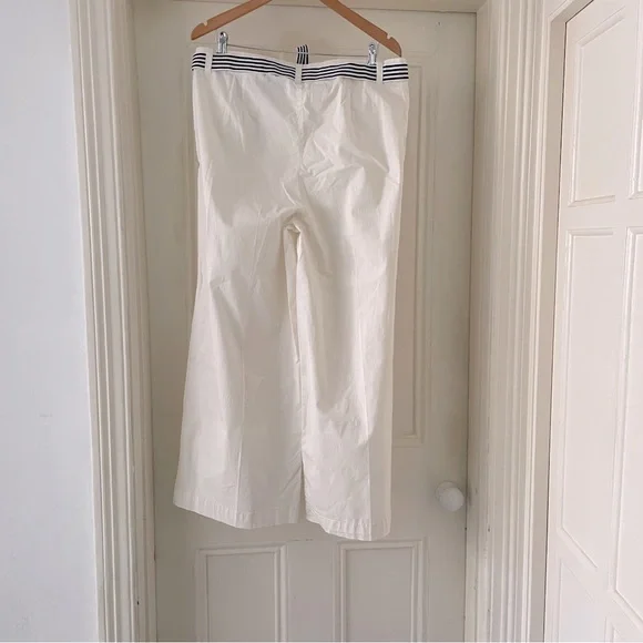 Marks & Spencer / M&S Ivory / Cream Wide Leg Trousers - Ribbon Belt - UK 18 R - Picture 3 of 4